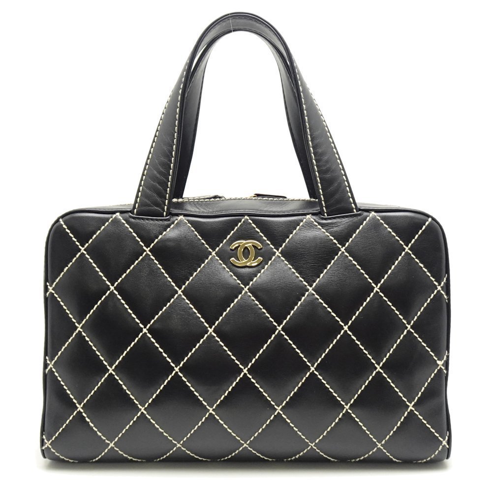 Chanel Mini Handbag Wild Stitch Lambskin Black
